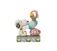 Enesco Peanuts by Jim Shore Snoopy e Woodstock con uova di Pasqua impilate, 14 cm, multicolore