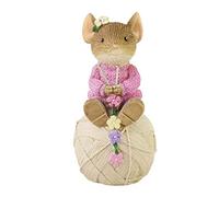 Enesco Tails wth Heart Knitting Mouse Seduto su Filato Miniature Figurina, 5,5 cm, Multicolore