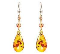 ENESEA Orecchini di Lusso Nuovi Orecchini in Ambra Naturale Orecchini a Goccia Fiore s925 Orecchini in Argento Sterling Oro Orecchini Moda Joker Femminile 1 Paio