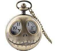 ENESEA Orologio da taschino decorativo, Tim Burton The Nightmare Orologio da taschino al quarzo Retro Frog Big Eyes Jack Skellington Collana pendente,grigio (Color : Retro Bronze)