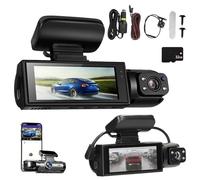Enesny Front and Rear Dash Camera, 2025 New 32G Enesny Dash Cam, 1080p HD Night Vision Dual Video Recording, Wireless WiFi Connection, Motion Detection (Front + Inside)