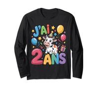 Enfant vache Enfant 2ans Anniversaire Garcon Fille Mucca Maglia a Manica