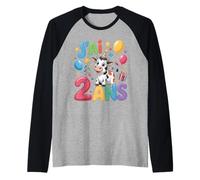 Enfant vache Enfant 2ans Anniversaire Garcon Fille Mucca Maglia con Maniche Raglan