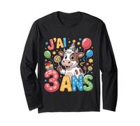 Enfant Vache Enfant 3ans Anniversaire Garcon Fille Mucca Maglia a Manica