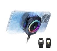 Enfriador magnético para teléfono Black Shark 5 Pro: 18 LED RGB direccionables, empuñadura desmontable, ventilador termostático controlado por aplicación para iPhone MagSafe/Android/iPad