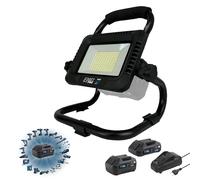 ENG PRO Faro Lampada 100 LED Luce da lavoro Faretto | Linea Professionale a Batteria ONE4ALL | 50 W Luminosità Regolabile fino a 5000 lm | 2 Batterie 2 e 4.0 Ah