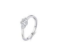 Engagement - Set di anelli boho classici a tre punte, diamanti rotondi da laboratorio da 0,5 carati, in oro bianco 9 carati, misura 47 (15,0)