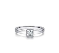 Engagement - Set di anelli da donna in platino, quadrato, in argento con taglio quadrato, misura 17 (18,1)