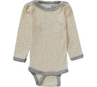Engel - Body a maniche lunghe in lana vergine biologica e seta per bambini, Naturale (stampata)., 50/56 cm