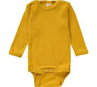 Engel - Body a maniche lunghe in lana vergine biologica e seta per bambini, Zafferano