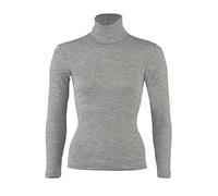 Engel - Maglione da donna a collo alto, 70% lana (kbT), 30% seta, Grigio chiaro melange, S