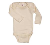 Engel Natur, body per bambini a maniche lunghe, 70% lana (kbT), 30% seta (6-12 mesi, ecrù)