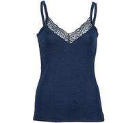Engel Natur, Top da donna con pizzo, 70% lana (kbT), 30% seta, Blu marino, XS