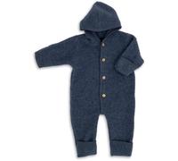 Engel - Tutina da neonato con cappuccio, in pile di lana, blu Melange, 62/68 cm