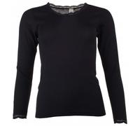 Engel - Women's Shirt L/S mit Spitze - Intimo lana merinos 34/36 nero