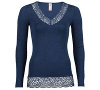 Engel - Women's Shirt L/S with Lace - Intimo tecnico in seta 34/36 blu