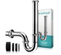 Engelbach® Sifone lavabo bagno - Tubo 200 mm 1 1/4" cromato con manicotto in gomma - Montaggio semplice - Modello universale