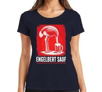 Engelbert Sauf Strauss - Maglietta da donna con uccellino, birra, artigiani | Strauß Bauarbeiter, divertente battesimo festa del papà Maiorca, addio al celibato, tavolo da festa, umorismo, idea regalo