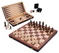 Engelhart - 150208 - Set di Scacchi/Backgammon Reversibile in Legno con Vassoio Pieghevole - Pezzi Inclusi (38,5 cm)