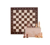 Engelhart - 170494 - Set scacchi di lusso marrone da 40 cm con coordinate - Scacchiera intarsiata in acero e cassia - Pezzi scolpiti e zavorrati - Dai 6 anni