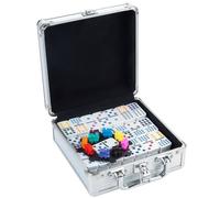 Engelhart - 250160 - Domino Treno Messicano D12 - Valigetta in Alluminio + Accessori - Set Completo - 91 Pezzi di Domino - 2 a 8 Giocatori