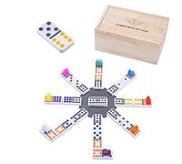 Engelhart - 250170 - Domino Treno Messicano D12 - Scatola di Legno - 91 Pezzi di Domino Colorati 9 mm + 8 Treni Colorati - 2 a 8 Giocatori