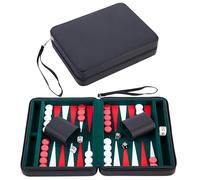 Engelhart - 250502 - Backgammon da Viaggio 9" in Astuccio Verde, Rosso e Bianco - Gioco da Tavolo Compatto