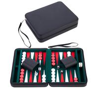 Engelhart - 250502 - Backgammon da Viaggio 9" in Astuccio Verde, Rosso e Bianco - Gioco da Tavolo Compatto