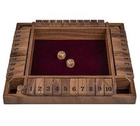 Engelhart - 300406 - Gioco Chiudi la Scatola per 4 giocatori - Scatola in legno con interno in feltro - 8 dadi in legno - Gioco tradizionale con dadi - 29x29x3,5 cm