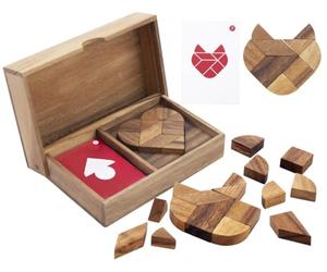 Engelhart - 350101 - Doppio Tangram in Legno a forma di Cuore - Puzzle ecologico - Gioco per 1-2 giocatori - Dai 4 anni
