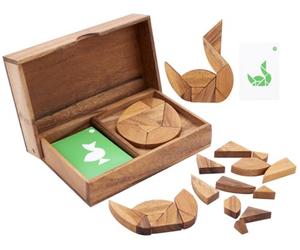 Engelhart - 350102 - Doppio Tangram in Legno a forma di Uovo - Puzzle ecologico - Gioco per 1-2 giocatori - Dai 4 anni