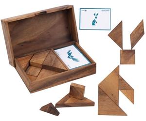 Engelhart - 350103 - Doppio Tangram Animali in Legno - Puzzle ecologico - Gioco per 1-2 giocatori - Dai 4 anni