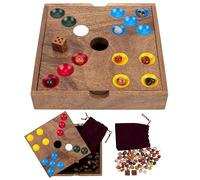 Engelhart-350443 - Buco del Maiale/Pietre - Gioco da Tavolo Strategico Competitivo - Scatola in Legno di Noce 18,3 × 18,3 × 4 cm - 60 Pietre Semipreziose, Dadi e Sacchetto - Gioco Familiare