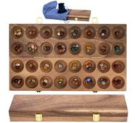 Engelhart-350600 - Mancala Doppio Deluxe Pieghevole - 75 Pietre Semipreziose - Gioco da Tavolo Africano Tradizionale - Legno di Noce 44 × 25 × 2,5 cm - Regole Incluse