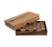Engelhart Domino Esagonale Doppio 6 Gioco in Legno di Acacia - 28 Tessere con Scatola in Legno - Gioco di Strategia Familiare - Da 6 Anni - 21,9 x 13 x 4,8 cm - Regole Incluse 350372