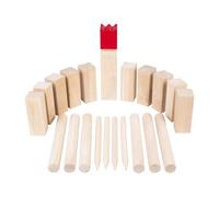 Engelhart Kubb Gioco in legno dell'albero della gomma con re rosso, scacchi vichinghi in legno per esterni, gioco di lancio per giardino, spiaggia, campeggio e parco, gioco familiare per bambini e