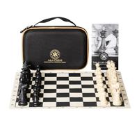 Engelhart Set Scacchi 15" con Scacchiera in Silicone - Pezzi Ponderati - Scacchiera Flessibile Antiscivolo e Lavabile - con Borse per Pezzi e Trasporto
