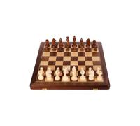 Engelhart Set Scacchi Magnetico Pieghevole 15" - Scacchiera in Noce e Acero 38 × 38 cm - 34 Pezzi Ponderati con 2 Regine Extra - Set di Scacchi in Legno