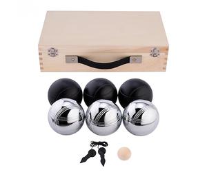 Engelhart Weiblespiele - 010208 - Set di Bocce in Cassetta di Legno, 6 Pezzi, Colore: Nero/Argento