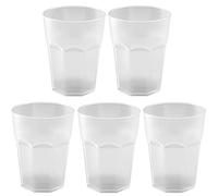 Engelland - 5 bicchieri di plastica bianchi, bicchieri da cocktail da 250 ml, con scala graduata, impilabili, riutilizzabili, in plastica, effetto ghiaccio, bicchieri per feste, bicchieri da bere