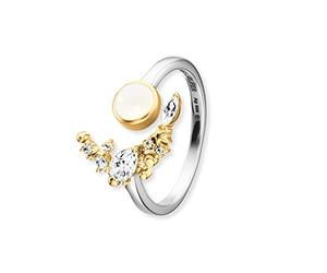 Engelsrufer Anello da donna aperto in argento Sterling - tempestato di 7 zirconi - regolabile - senza nichel, 17.2 mm, Argento sterling, Zirconia cubica