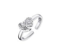 Engelsrufer Anello da donna in argento sterling con ali e cuore, regolabile, senza nichel