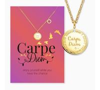 Engelsrufer Biglietto d'auguri Carpe Diem con collana in acciaio inox oro - regalo motivazionale - Collana dorata e messaggio ispiratore