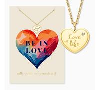 Engelsrufer Biglietto d'auguri Love con collana in acciaio inox oro - Idea regalo per lei - Elegante saluto d'amore con gioielli in oro
