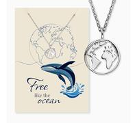 Engelsrufer Biglietto d'auguri Oceano con collana in acciaio inox argento - Idea regalo profonda - Carta simbolica e gioielli per donne