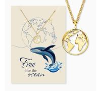 Engelsrufer Biglietto d'auguri oceano con collana in acciaio inox oro - regalo per sognatori e amanti del mare - biglietto con catena in oro