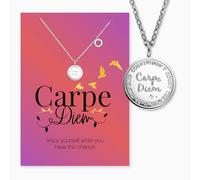 Engelsrufer Biglietto di auguri Carpe Diem con collana in acciaio inox argento - motto della vita come regalo - biglietto di auguri di alta qualità con gioielleria
