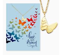Engelsrufer Biglietto di auguri Dream con collana in acciaio inox oro - regalo amorevole con simbolismo - sogno e gioielli in un unico set