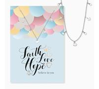 Engelsrufer Biglietto di auguri Faith Love Hope con collana in acciaio inox argento - regalo spirituale - biglietto con simbolo e gioielli