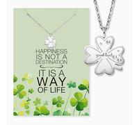 Engelsrufer Biglietto di auguri Happiness con collana in acciaio inox argento - regala gioia - biglietto emozionale con elegante catena in argento
